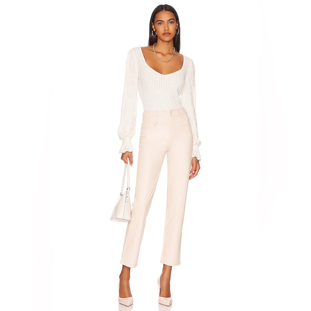 PAIGE Stella Faux Leather Straight in Ecru size 31